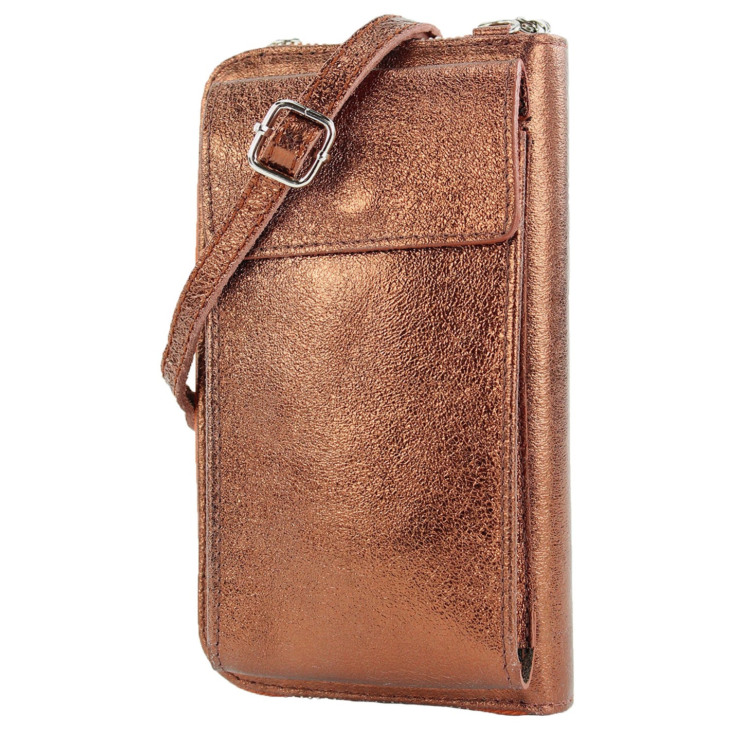 modamoda de P06 Damen Leder Umhängetasche Geldbörse Handytasche 6,5 Zoll handmade in Italy