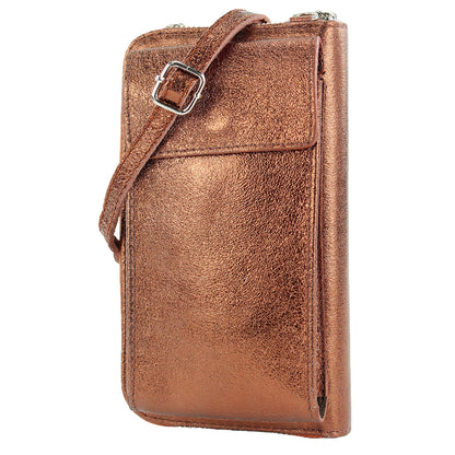 modamoda de P06 Damen Leder Umhängetasche Geldbörse Handytasche 6,5 Zoll handmade in Italy