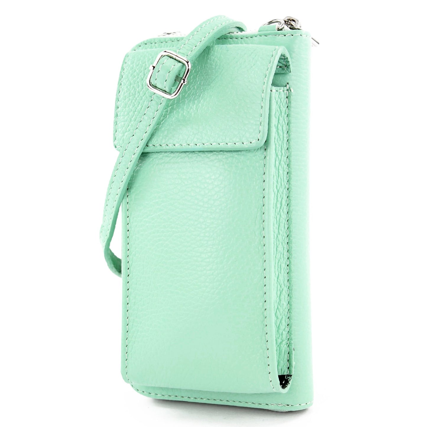 modamoda de P06 Damen Leder Umhängetasche Geldbörse Handytasche 6,5 Zoll handmade in Italy