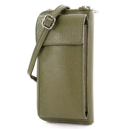 modamoda de P06 Damen Leder Umhängetasche Geldbörse Handytasche 6,5 Zoll handmade in Italy