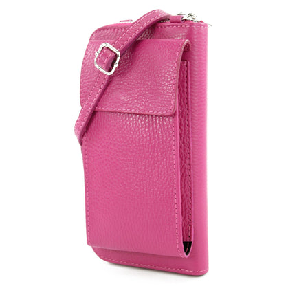 modamoda de P06 Damen Leder Umhängetasche Geldbörse Handytasche 6,5 Zoll handmade in Italy