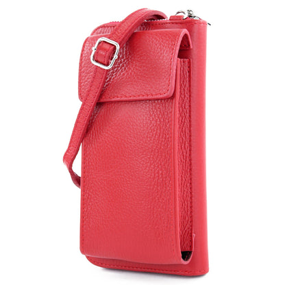 modamoda de P06 Damen Leder Umhängetasche Geldbörse Handytasche 6,5 Zoll handmade in Italy