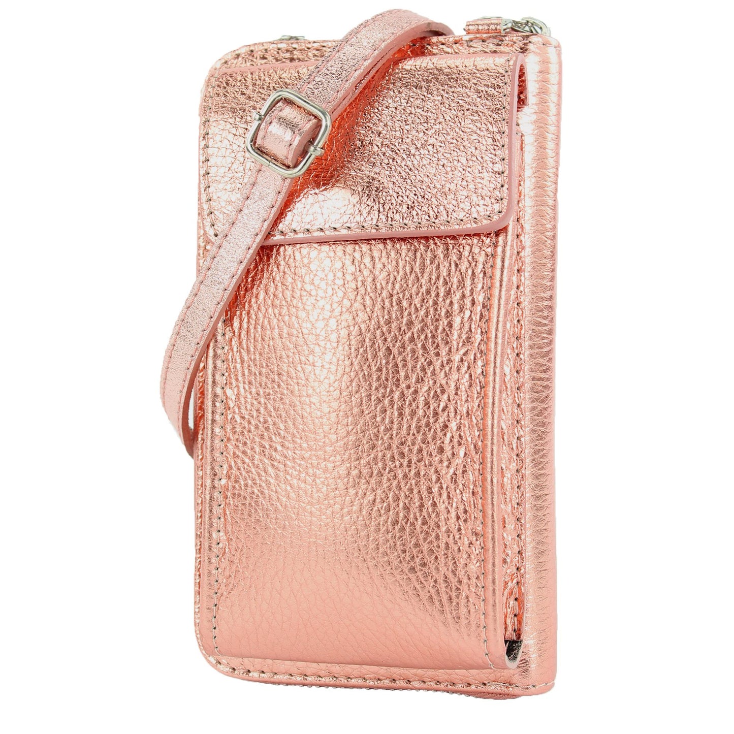 modamoda de P06 Damen Leder Umhängetasche Geldbörse Handytasche 6,5 Zoll handmade in Italy