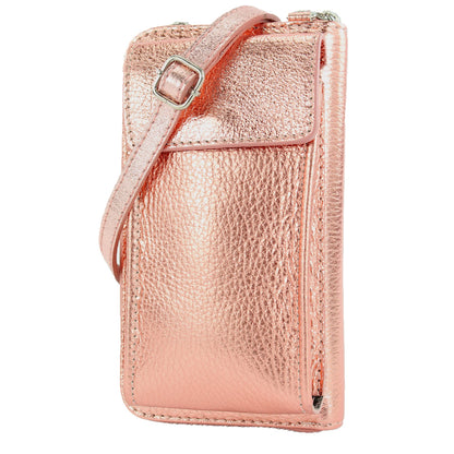 modamoda de P06 Damen Leder Umhängetasche Geldbörse Handytasche 6,5 Zoll handmade in Italy