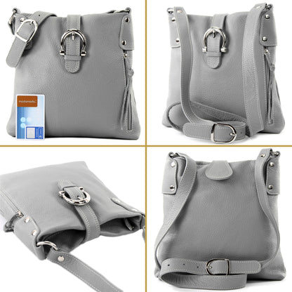 modamoda de -T04 - ital Umhängetasche Schultertasche aus Leder