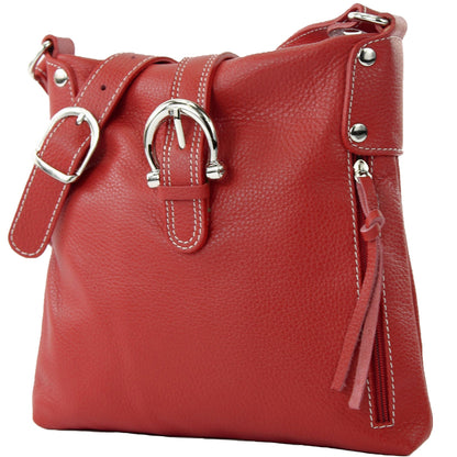 modamoda de -T04 - ital Umhängetasche Schultertasche aus Leder