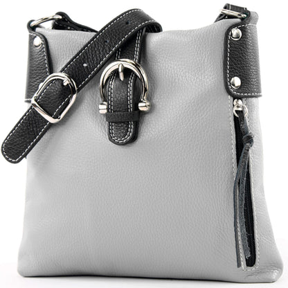 modamoda de -T04 - ital Umhängetasche Schultertasche aus Leder