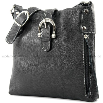 modamoda de -T04 - ital Umhängetasche Schultertasche aus Leder