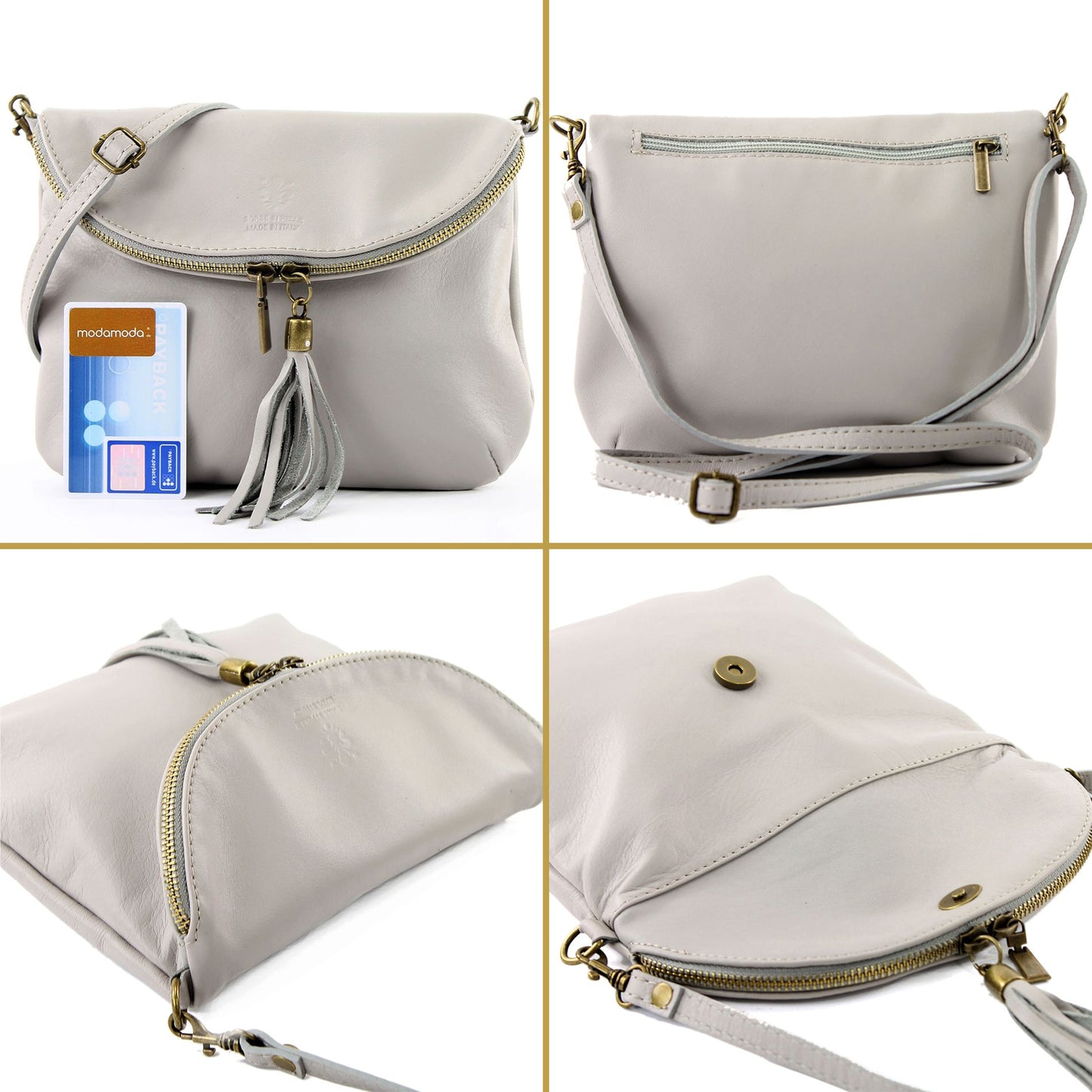 modamoda de T07 / T139 Damen Leder Umhängetasche, Klein, 2 Modelle, handmade in Italy