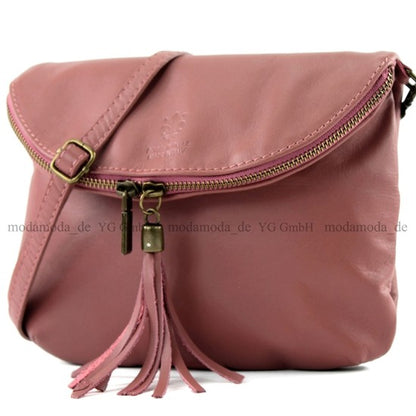 modamoda de T07 / T139 Damen Leder Umhängetasche, Klein, 2 Modelle, handmade in Italy
