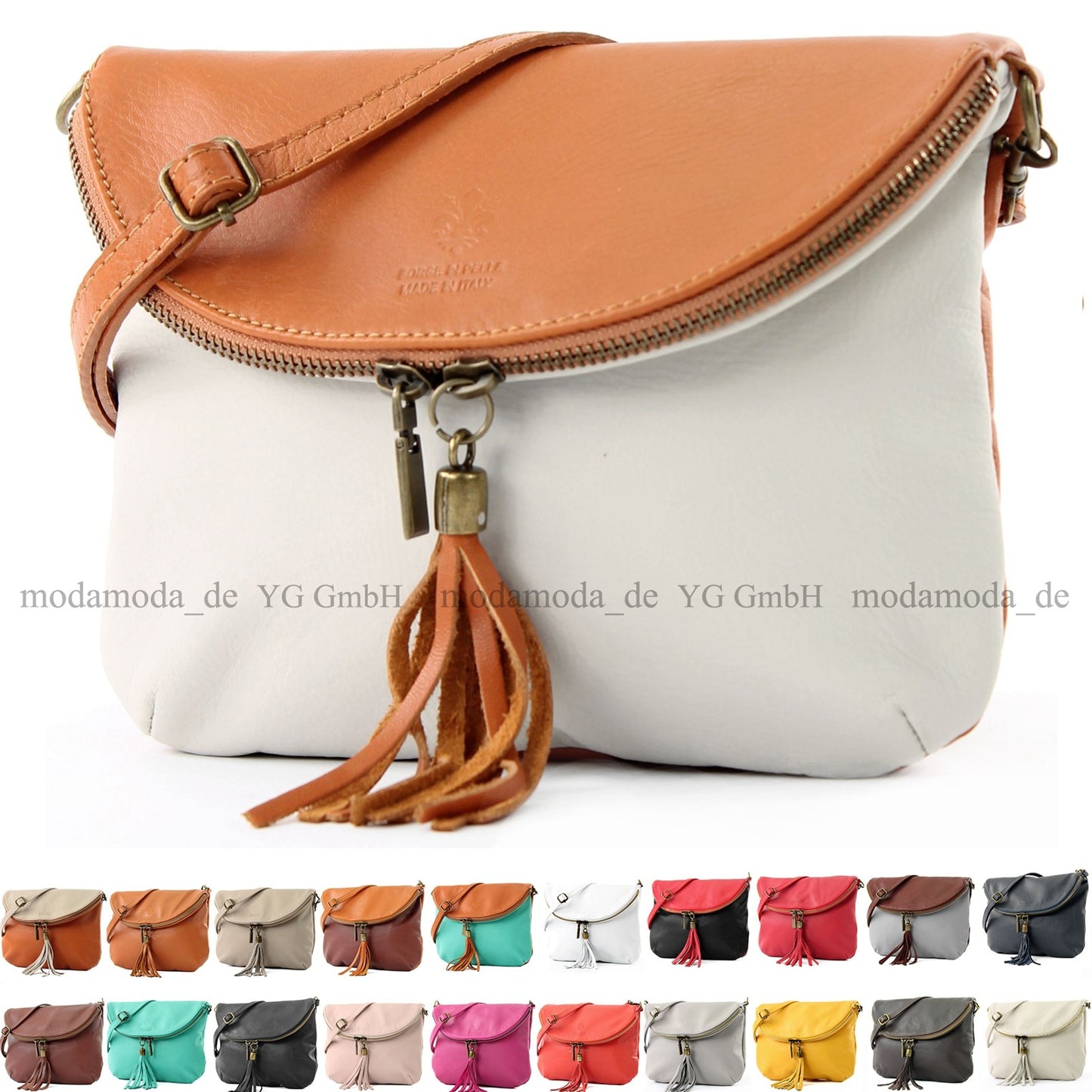 modamoda de T07 / T139 Damen Leder Umhängetasche, Klein, 2 Modelle, handmade in Italy