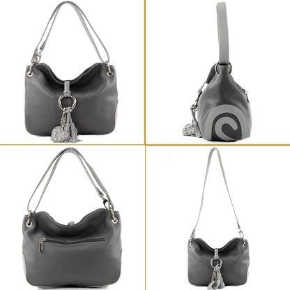 modamoda de - T10 -  ital. Leder Schultertasche Umhängetasche