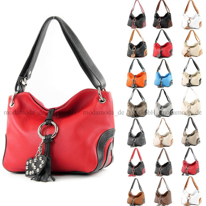 modamoda de - T10 -  ital. Leder Schultertasche Umhängetasche