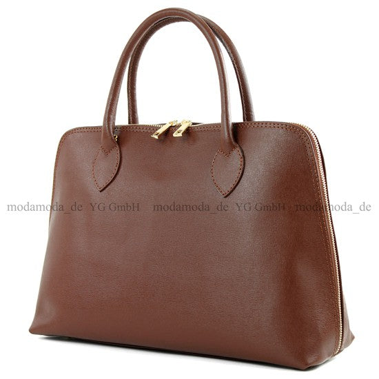 modamoda de - T102 -  ital Henkeltasche DIN A4 aus Echtleder