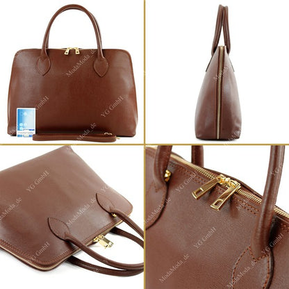 modamoda de - T102 -  ital Henkeltasche DIN A4 aus Echtleder