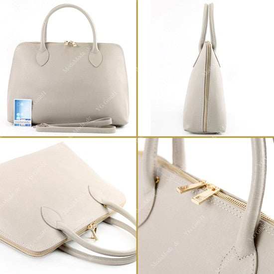 modamoda de - T102 -  ital Henkeltasche DIN A4 aus Echtleder