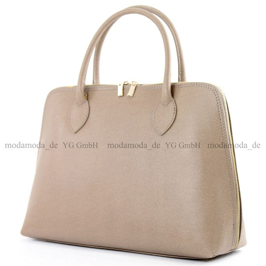 modamoda de - T102 -  ital Henkeltasche DIN A4 aus Echtleder