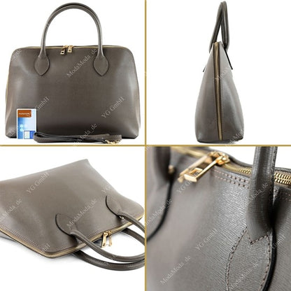 modamoda de - T102 -  ital Henkeltasche DIN A4 aus Echtleder
