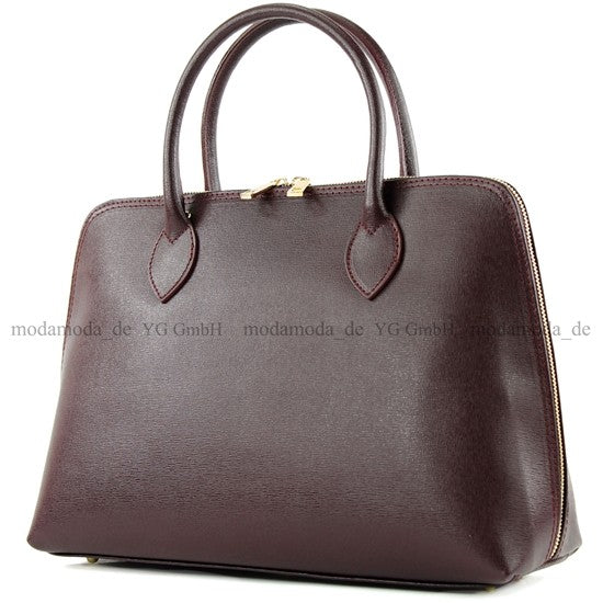 modamoda de - T102 -  ital Henkeltasche DIN A4 aus Echtleder