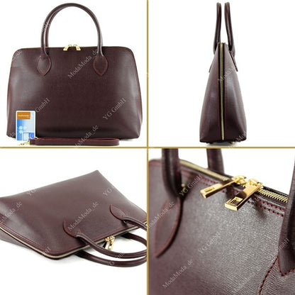 modamoda de - T102 -  ital Henkeltasche DIN A4 aus Echtleder