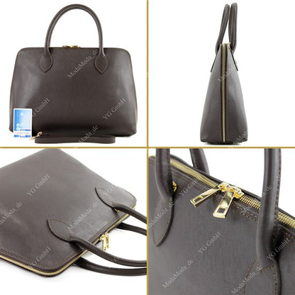 modamoda de - T102 -  ital Henkeltasche DIN A4 aus Echtleder