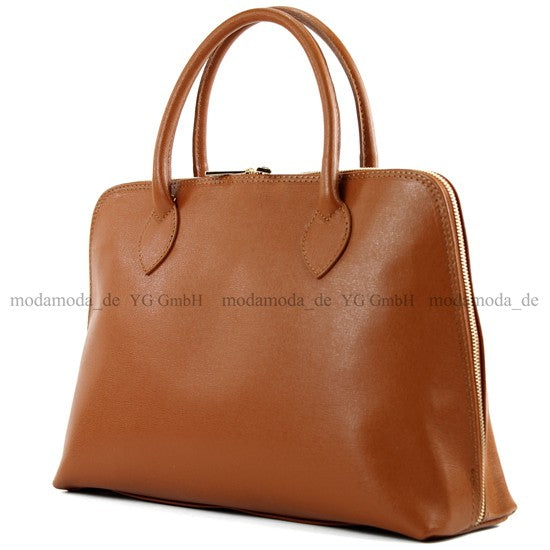 modamoda de - T102 -  ital Henkeltasche DIN A4 aus Echtleder