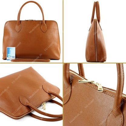 modamoda de - T102 -  ital Henkeltasche DIN A4 aus Echtleder