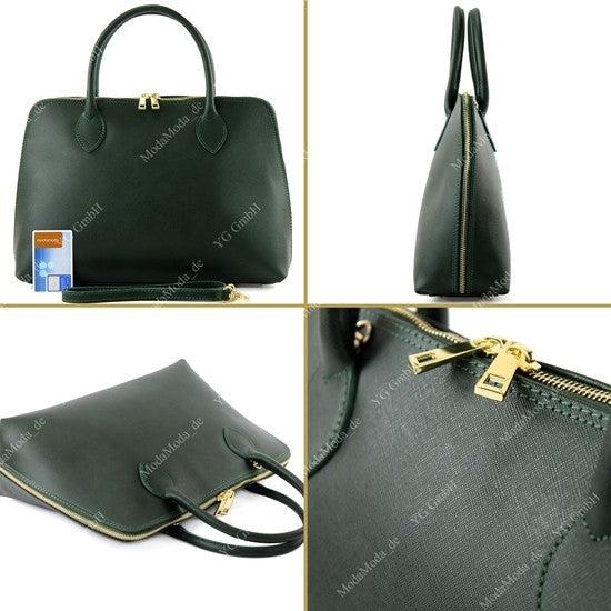 modamoda de - T102 -  ital Henkeltasche DIN A4 aus Echtleder