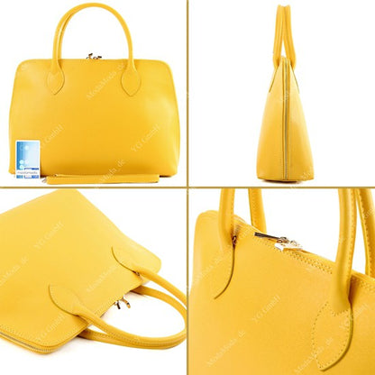 modamoda de - T102 -  ital Henkeltasche DIN A4 aus Echtleder