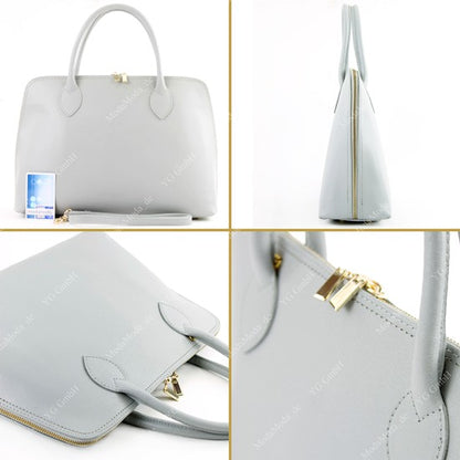 modamoda de - T102 -  ital Henkeltasche DIN A4 aus Echtleder