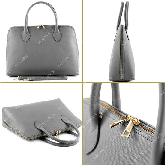 modamoda de - T102 -  ital Henkeltasche DIN A4 aus Echtleder
