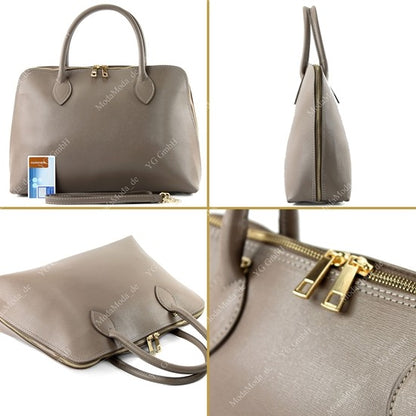 modamoda de - T102 -  ital Henkeltasche DIN A4 aus Echtleder