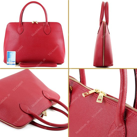 modamoda de - T102 -  ital Henkeltasche DIN A4 aus Echtleder