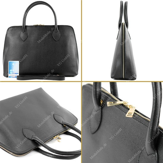 modamoda de - T102 -  ital Henkeltasche DIN A4 aus Echtleder