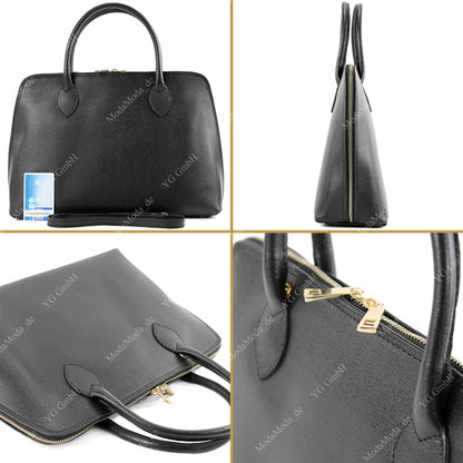 modamoda de - T102 -  ital Henkeltasche DIN A4 aus Echtleder