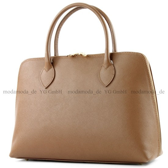 modamoda de - T102 -  ital Henkeltasche DIN A4 aus Echtleder