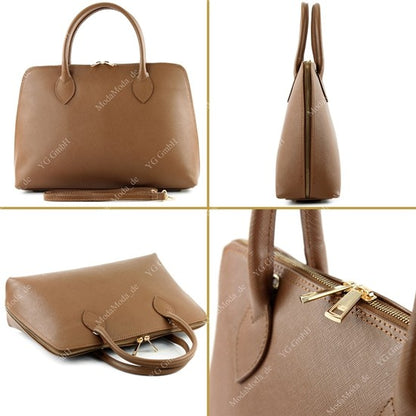 modamoda de - T102 -  ital Henkeltasche DIN A4 aus Echtleder