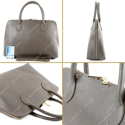 modamoda de - T102 -  ital Henkeltasche DIN A4 aus Echtleder