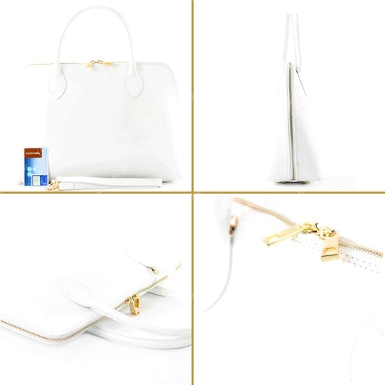 modamoda de - T102 -  ital Henkeltasche DIN A4 aus Echtleder