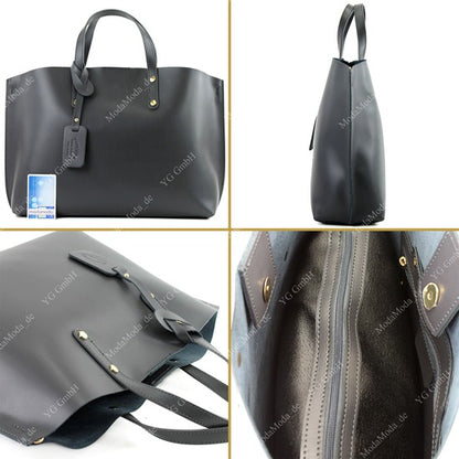 modamoda de - T104 - ital Damentasche DIN A4 Shopper Leder