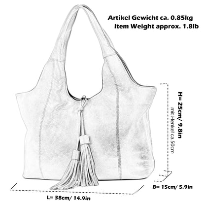 modamoda de - T105 - ital. Schultertasche Groß aus Leder