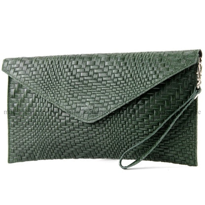 modamoda de - T106F - ital Clutch aus Leder mit Flechtmuster