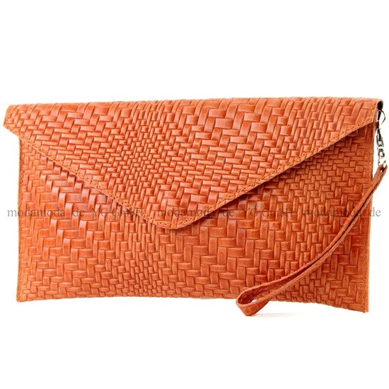 modamoda de - T106F - ital Clutch aus Leder mit Flechtmuster