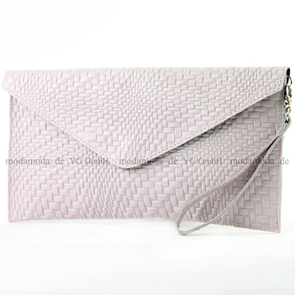 modamoda de - T106F - ital Clutch aus Leder mit Flechtmuster