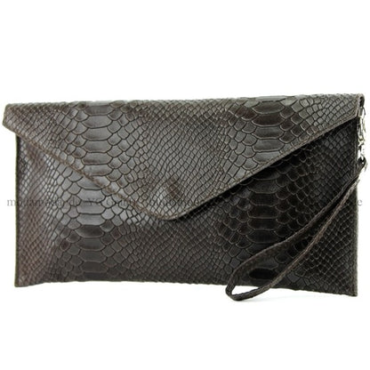 modamoda de - T106S - ital Clutch aus Leder in Schlangenoptik