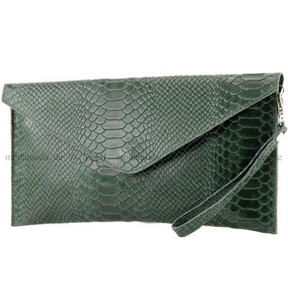 modamoda de - T106S - ital Clutch aus Leder in Schlangenoptik