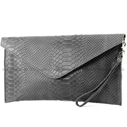 modamoda de - T106S - ital Clutch aus Leder in Schlangenoptik