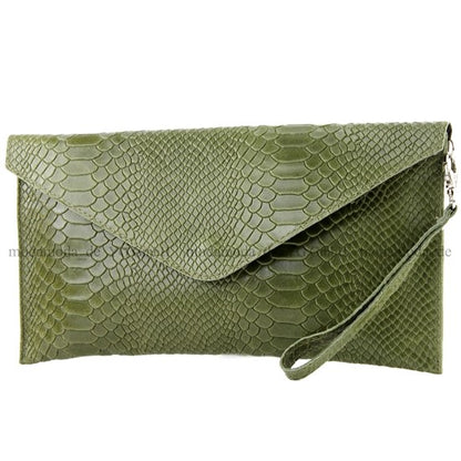 modamoda de - T106S - ital Clutch aus Leder in Schlangenoptik