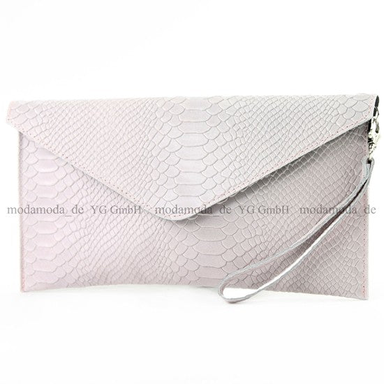 modamoda de - T106S - ital Clutch aus Leder in Schlangenoptik
