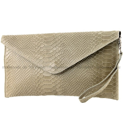 modamoda de - T106S - ital Clutch aus Leder in Schlangenoptik